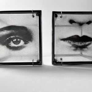Eye and Lip Metal Wall Sculpture Set: Modern Pop Art Decor