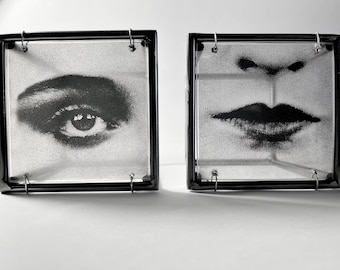 Eye and Lip Metal Wall Sculpture Set: Modern Pop Art Decor