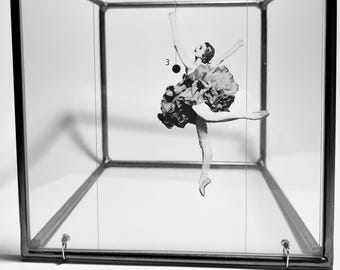 Metal Art Sculpture: Ballerina in Geometric Frame - Handmade Steel Tabletop Decor
