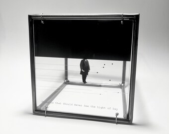Metal wall sculpture, “Thoughts that should Never See the Light of Day” minimalist home style