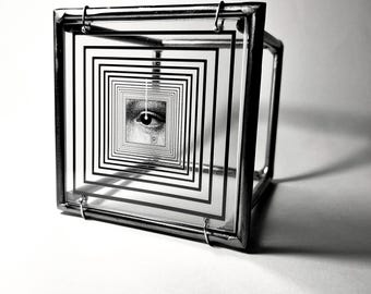Op Art Metal Wall Sculpture: Shadow Art, Desk Decor Gift