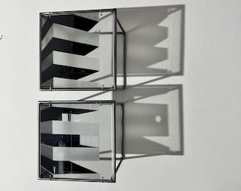 Geometric Brutalist Metal Wall Sculpture: Limited Edition Diptych