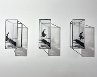 Avoiding the Void Triptych Metal Wall and Desktop Sculpture in Silver Steel