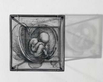 Pregnancy gift, Leonardo da Vinci prenatal drawing, wall art decor, newborn gift