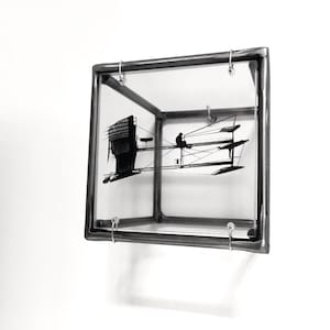Art wall decoration, art and shadow metal sculpture. Early flying machine. Aesthetic office decor gift.