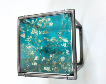 Vincent Van Gogh, Almond Blossom small wall art, metal sculpture. Christmas mom gift.