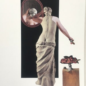 Collage originale, La Venere di Milo che si guarda allo specchio, regalo d'arte, decorazione da parete per la casa