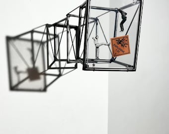 Social Explosion Sign, metal steel bar sculpture, home wall design