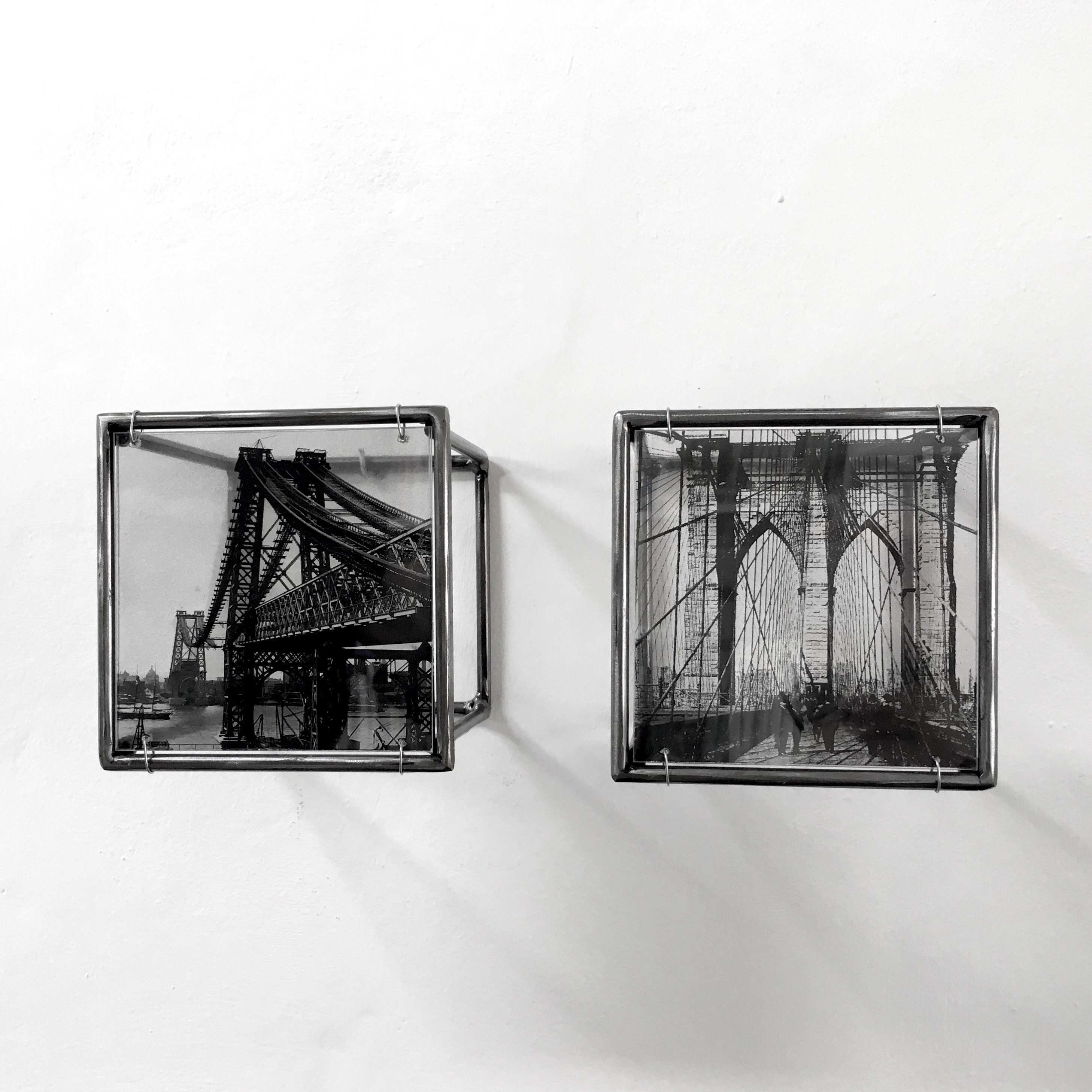New York Bridges Metal Sculpture: Vintage Photo Wall Art