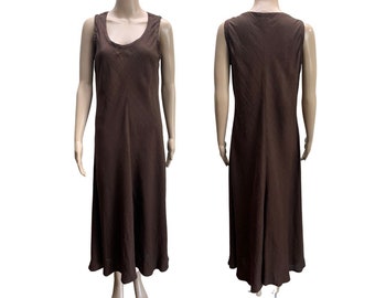 Eileen Fisher Pullover Sleeveless Brown Linen Dress Medium