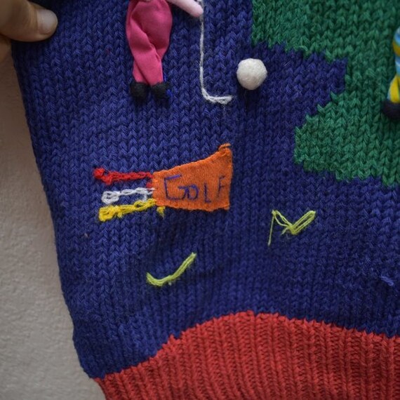 Handmade Vintage Golf Motif Cotton Sweater - image 5