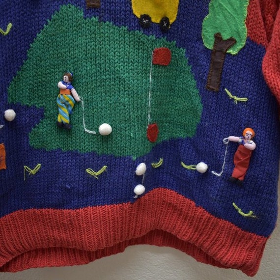 Handmade Vintage Golf Motif Cotton Sweater - image 4