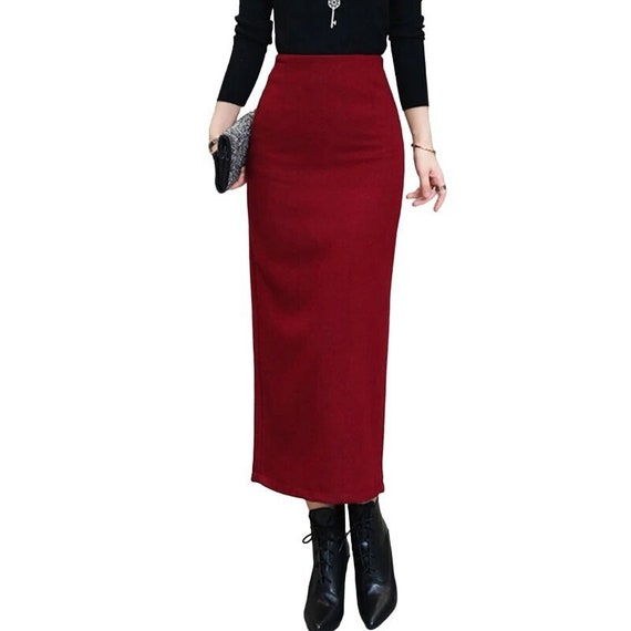 Ellen Tracy Vintage Chic Wool Maxi Pencil Skirt 10 - Etsy