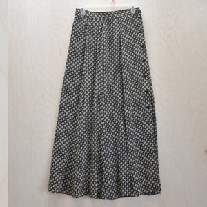 Vintage 80s Pleated Rayon Maxi Skirt 8