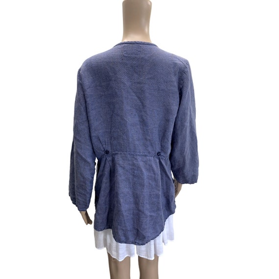 Flax Linen Button Front Stripped Long sleeve Tuni… - image 5