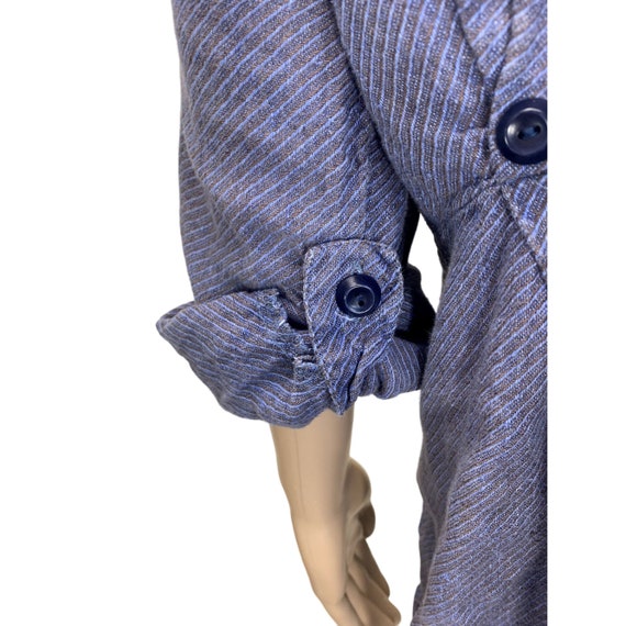 Flax Linen Button Front Stripped Long sleeve Tuni… - image 7