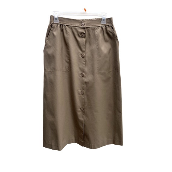 Koret 80s Vintage A-Line Button Front Skirt  w Po… - image 1