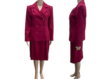 Amanda Smit 80s Jupe En Laine Costume Set Blazer & Jupe 8