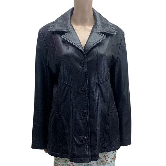 Wilson Leather Soft Black Leather Button-up Jacke… - image 1