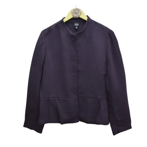 Eileen Fisher Textured Rayon & Silk Purple Blazer… - image 1