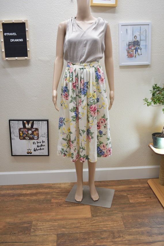 80's Vintage Bechamel Floral Rayon Skirt