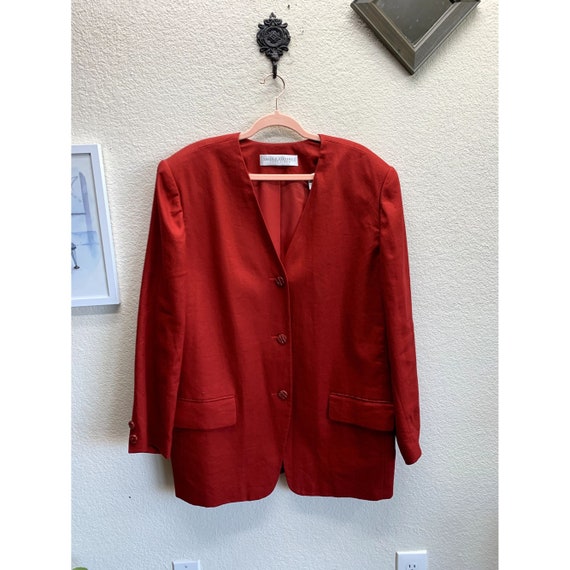 Valerie Stevens Pure Linen Red Retro Blazer Vintag