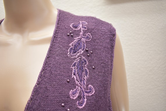 70's Vintage Koret Embroidered, Beaded Knit Vest - image 3