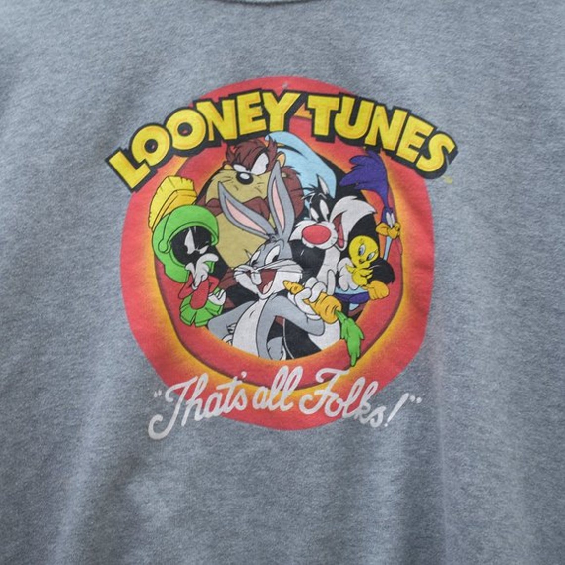 Vintage 90s Looney Tunes Gray Cropped Sweatshirt | Etsy