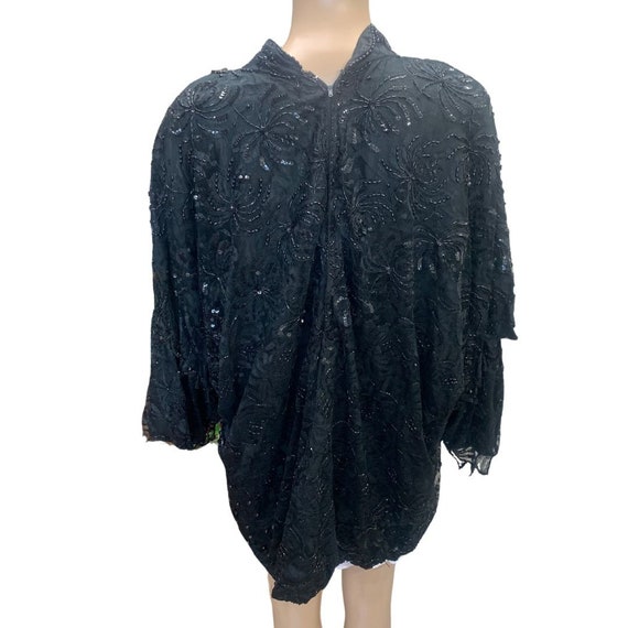 Vintage Lace Sequin and Beads Long Sleeve Blouse … - image 2