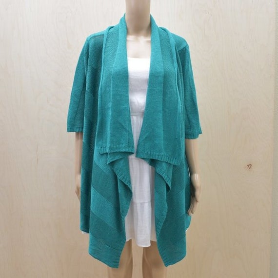 Eileen Fisher Linen/Silk Waterfall  Cardigan XL - image 2