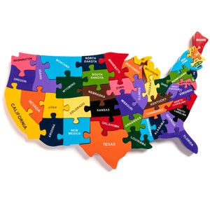 Map of USA Handcrafted Wooden Jigsaw Puzzle