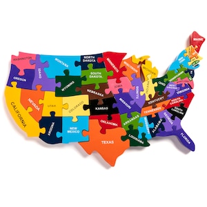 Map of USA Handcrafted Wooden Jigsaw Puzzle