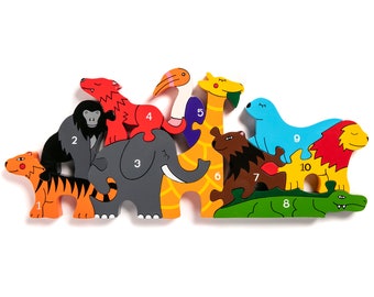 Number Zoo Handcrafted Wooden Jigsaw Puzzle