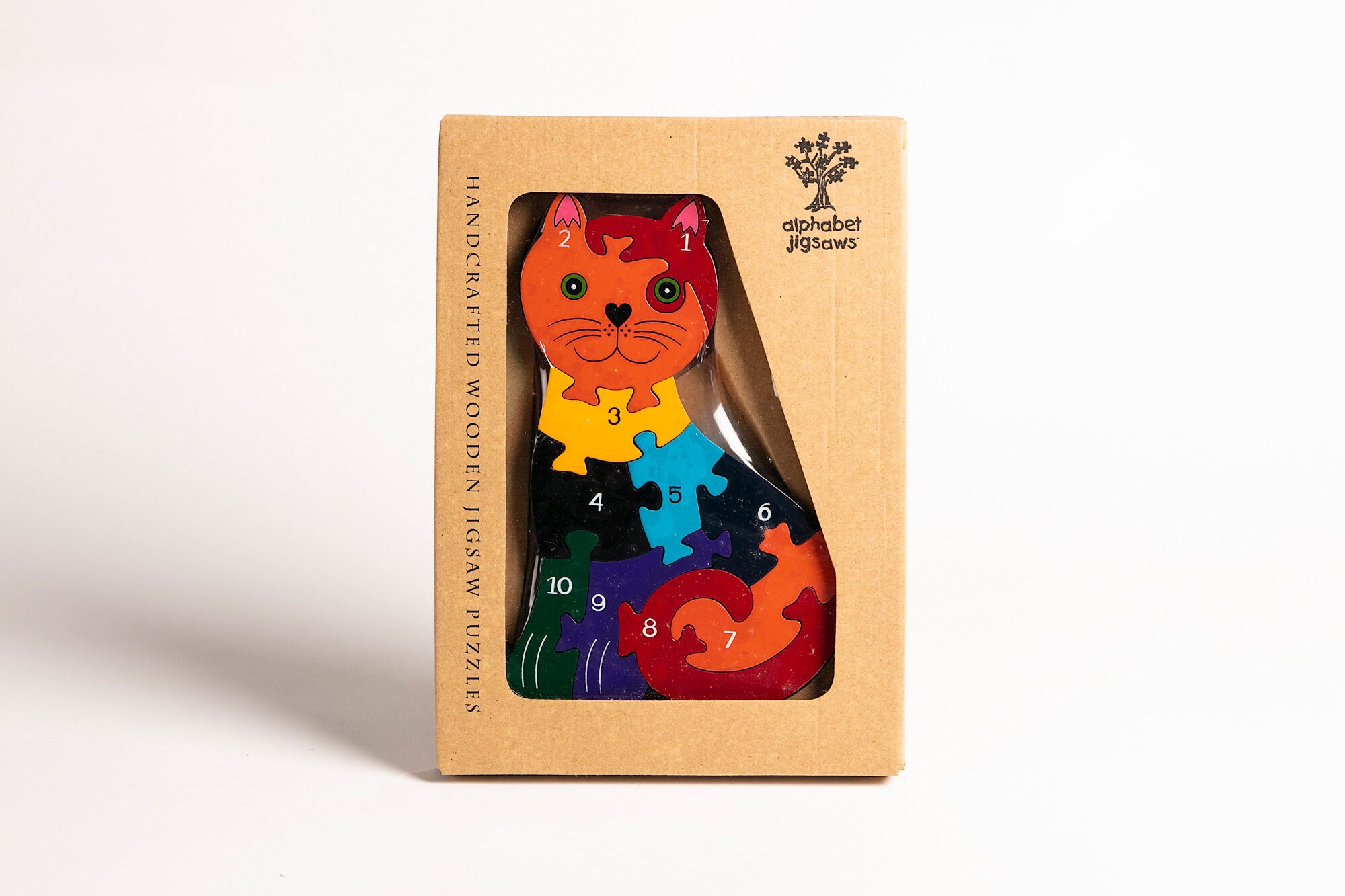 Handmade Wooden Jigsaw Puzzle - Number Cat main image 1