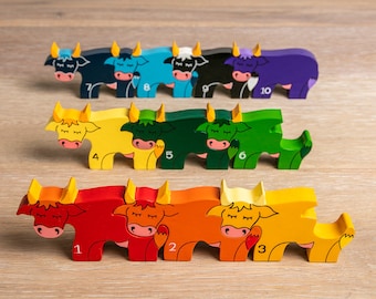 Number Cow Row Handcrafted Wooden Jigsaw Puzzle