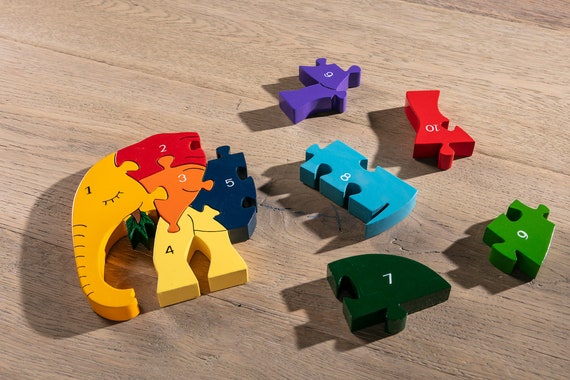 Number Elephant Wooden Jigsaw Puzzle