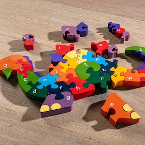 Alphabet Dinosaur Handcrafted Wooden Jigsaw Puzzle