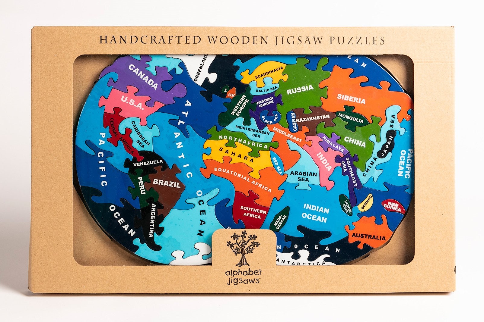 世界地図の手作り木製ジグソーパズル - Etsy 日本