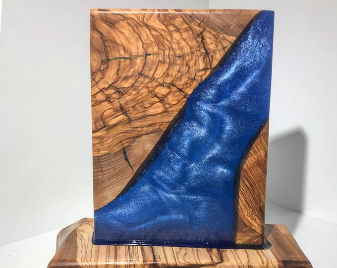 Olive Wood Lamp With Epoxy Resin vintage Table Lamp Etsy