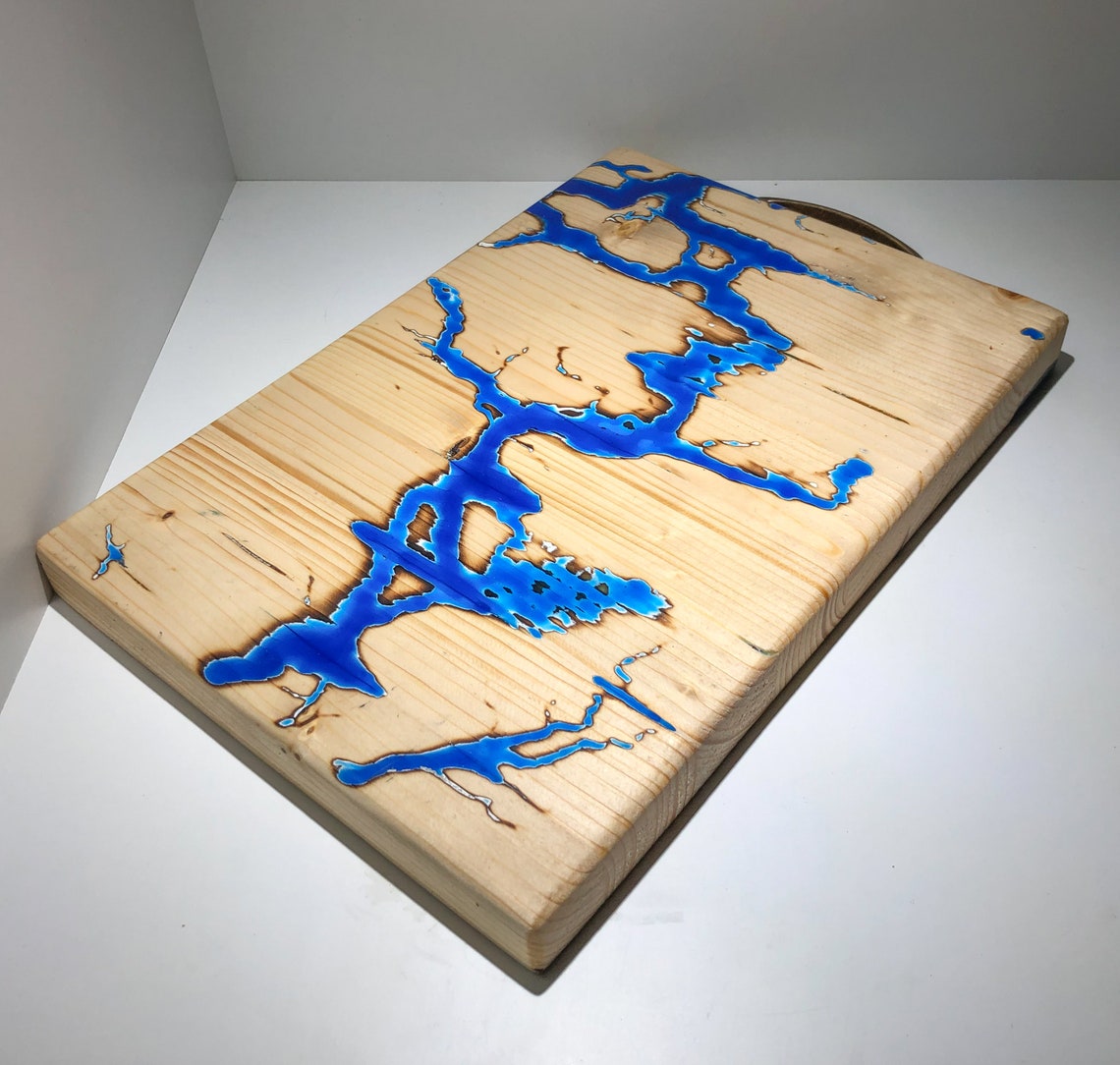 EFF fir wood CUTTING BOARD. LICHTENBERG with food epoxy resin Etsy