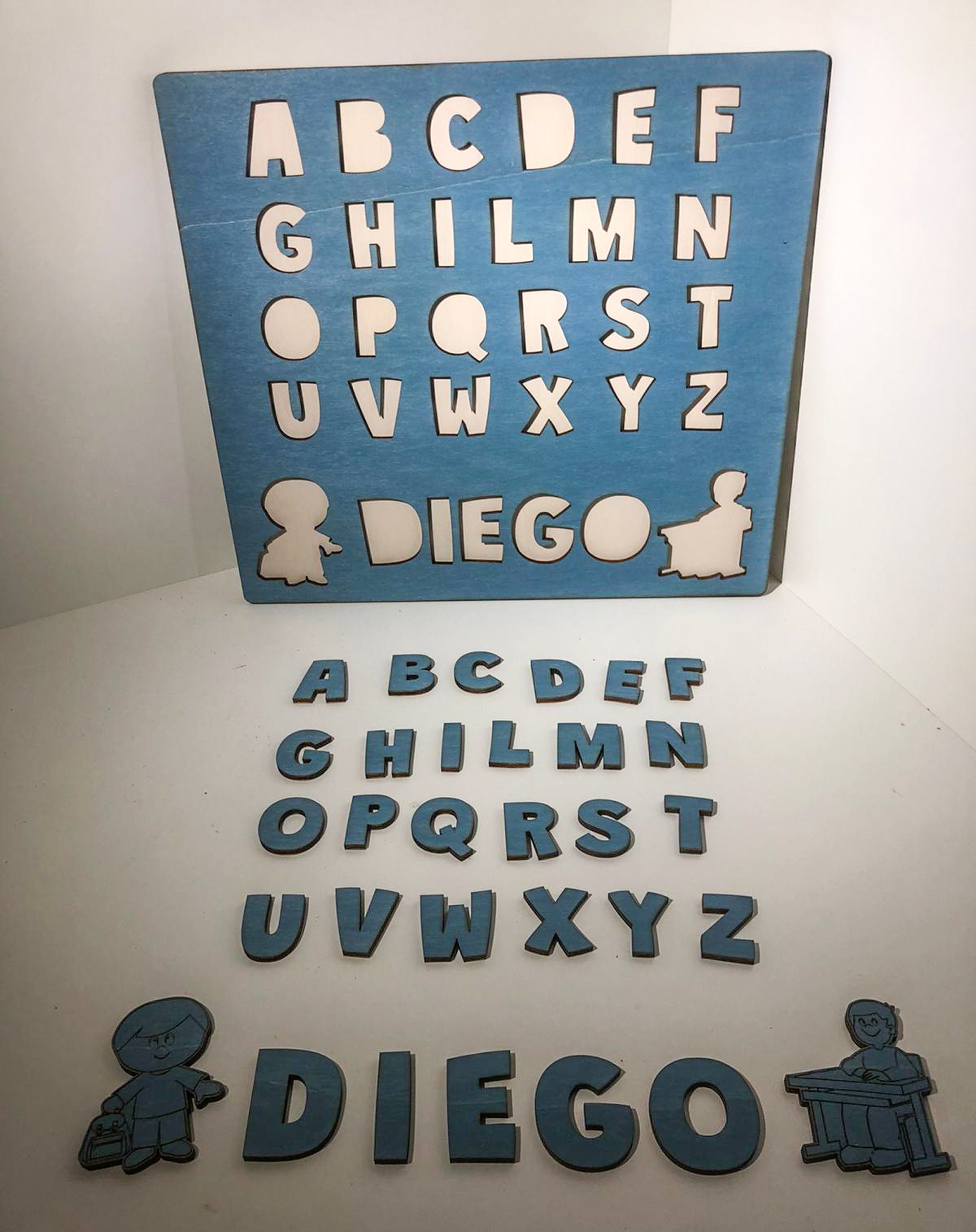 Alphabet Puzzle Board With Wooden Letters- With Personalized Name Child ...