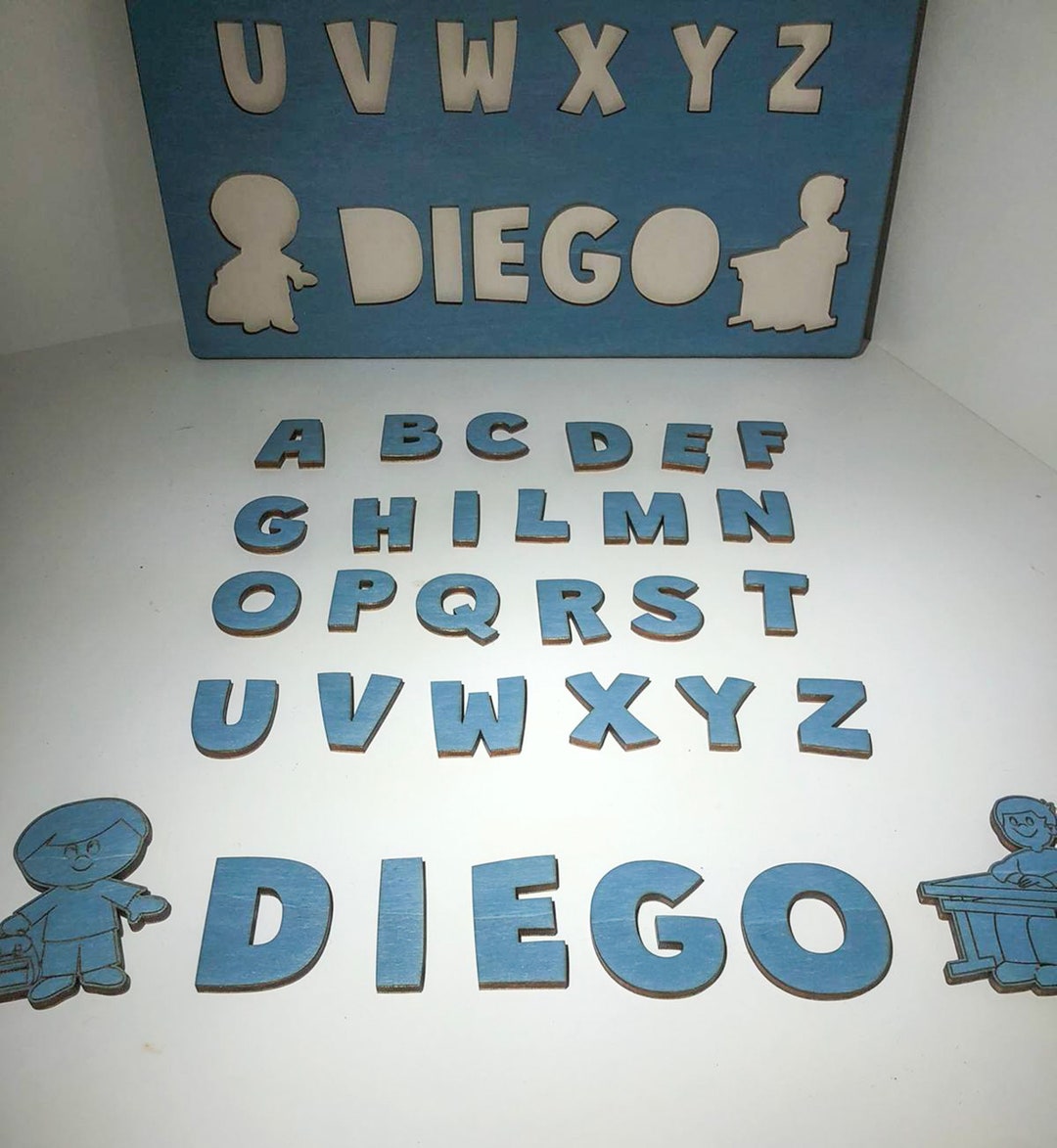 Alphabet Puzzle Board With Wooden Letters With Personalized - Etsy