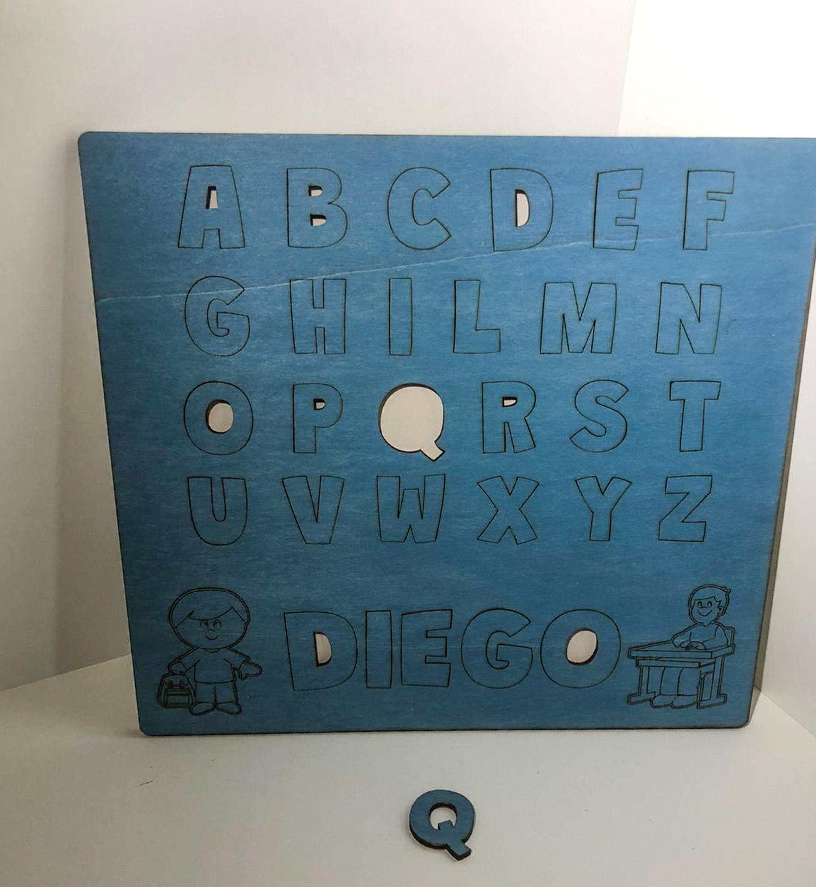 Alphabet Puzzle Board With Wooden Letters- With Personalized Name Child ...
