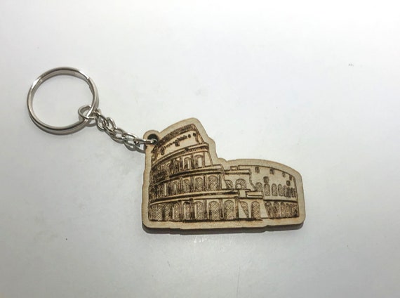 Portachiavi in legno Colosseo Roma gadget Wooden keychain gift