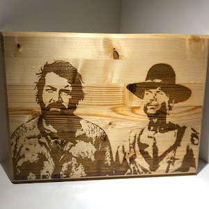 Bud spencer - Terence Hill Picture in fir wood laser engraving length = 40 cm Width = 30 cm Thickness = 2 cm