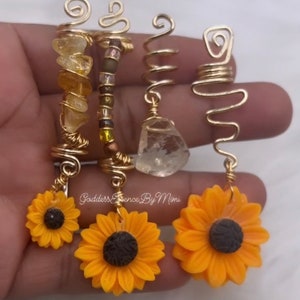 Citrine Sunflower crystal Braid & Loc Jewelry set of 4