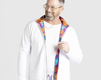 Mens Clothing High Quality Unique Design White Zipper Blouse | by AWAKEN ART