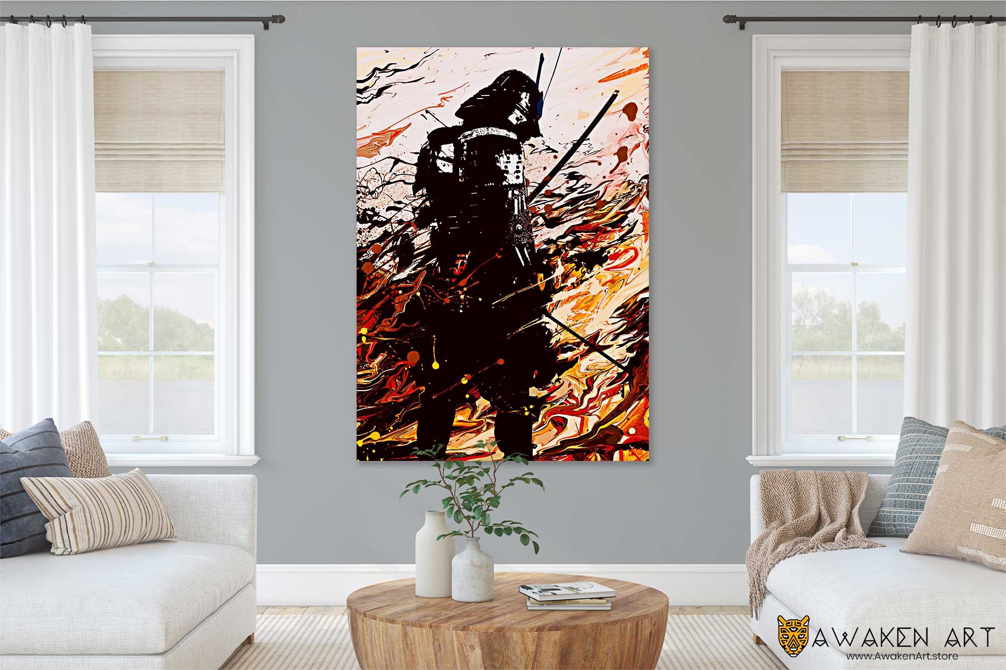 Samurai Canvas Wall Art Warrior Standing Armored Digital Home | Etsy