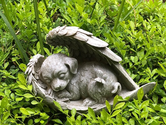 Personalized Pet Dog Memorial Resin Stones Sleeping In - Garden Statue Dog With Wings Personalized Pet Dog Memorial Resin Stones Sleeping In - Garden Statue Dog With Wings
