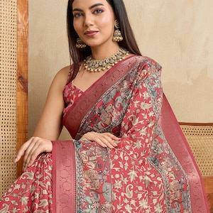 Beautiful Tussar Silk Ethnic Jaal Print Jacquard Border Saree With Unstitched Blouse, Functions Wear Sari, Festive Wear Sari, Puja Wear